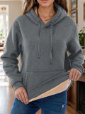 Drawstring Long Sleeve Hoodie with Kangaroo Pocket - Trendsi - Flyclothing LLC
