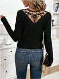 Lace Detail V-Neck Long Sleeve T-Shirt - Trendsi - Flyclothing LLC
