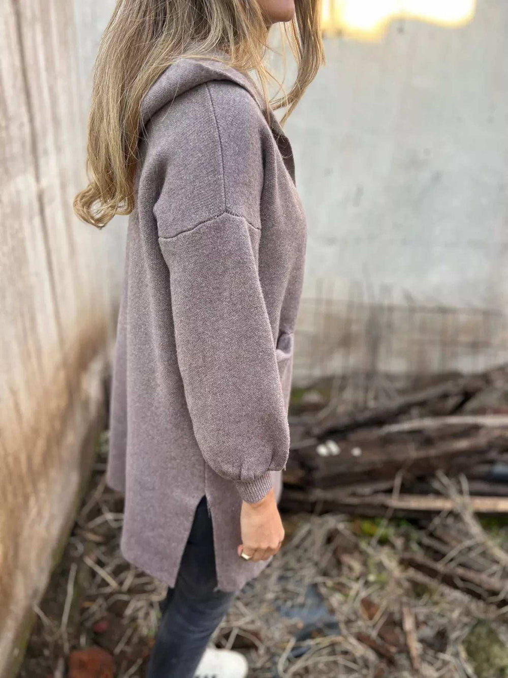 Full Size Open Front Drop Shoulder Hooded Cardigan Plus Size - Trendsi - Flyclothing LLC