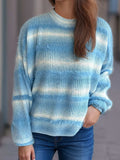 Gradient Round Neck Dropped Shoulder Sweater - Trendsi - Flyclothing LLC