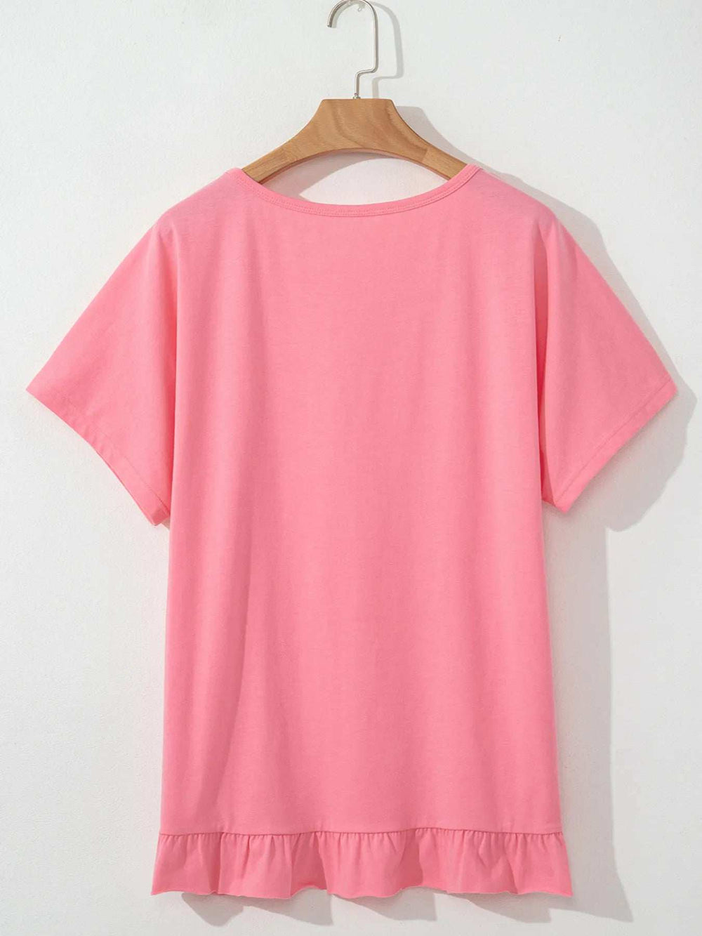 Ruffle Hem Round Neck Relaxed T-Shirt - Trendsi - Flyclothing LLC