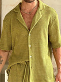 Men's Plus Size Button Down Half Sleeve Top and Shorts Set - Trendsi - Flyclothing LLC
