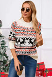 Angel Wings Reindeer Round Neck Long Sleeve Sweater - Trendsi - Flyclothing LLC