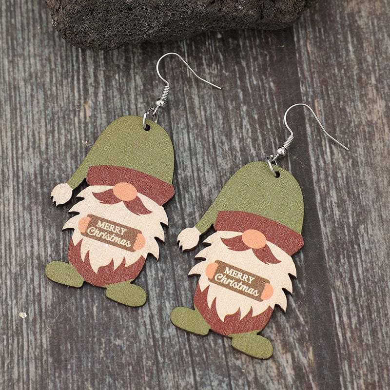 Wooden Gnome Dangle Earrings - Trendsi - Flyclothing LLC