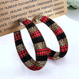 Plaid PU Leather Hoop Earrings - Trendsi - Flyclothing LLC