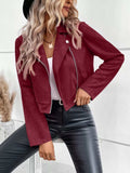 Suede Moto Jacket with Zip Detail - Trendsi - Flyclothing LLC