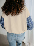 Checkered Color Block Half Zip Sweatshirt - Trendsi - Flyclothing LLC