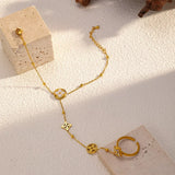18K Gold-Plated Clover Charm Hand Chain Bracelet - Trendsi - Flyclothing LLC