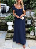 Devine Sweetheart Neck Short Sleeve Maxi Dress - Trendsi - Flyclothing LLC