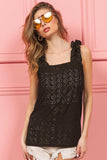 BiBi Eyelet Ruffle Wide Strap Tank - Trendsi - Flyclothing LLC