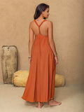 Ruched Twisted Back Sleeveless Maxi Cami Dress - Trendsi - Flyclothing LLC