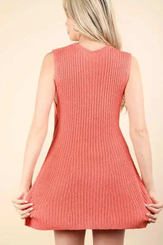 VERY J Slit Round Neck Top and Shorts Sweater Set - Trendsi - Flyclothing LLC