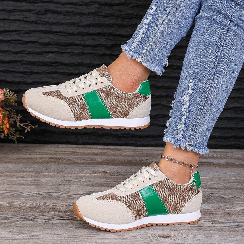 Contrast Round Toe Flat Sneakers - Trendsi - Flyclothing LLC