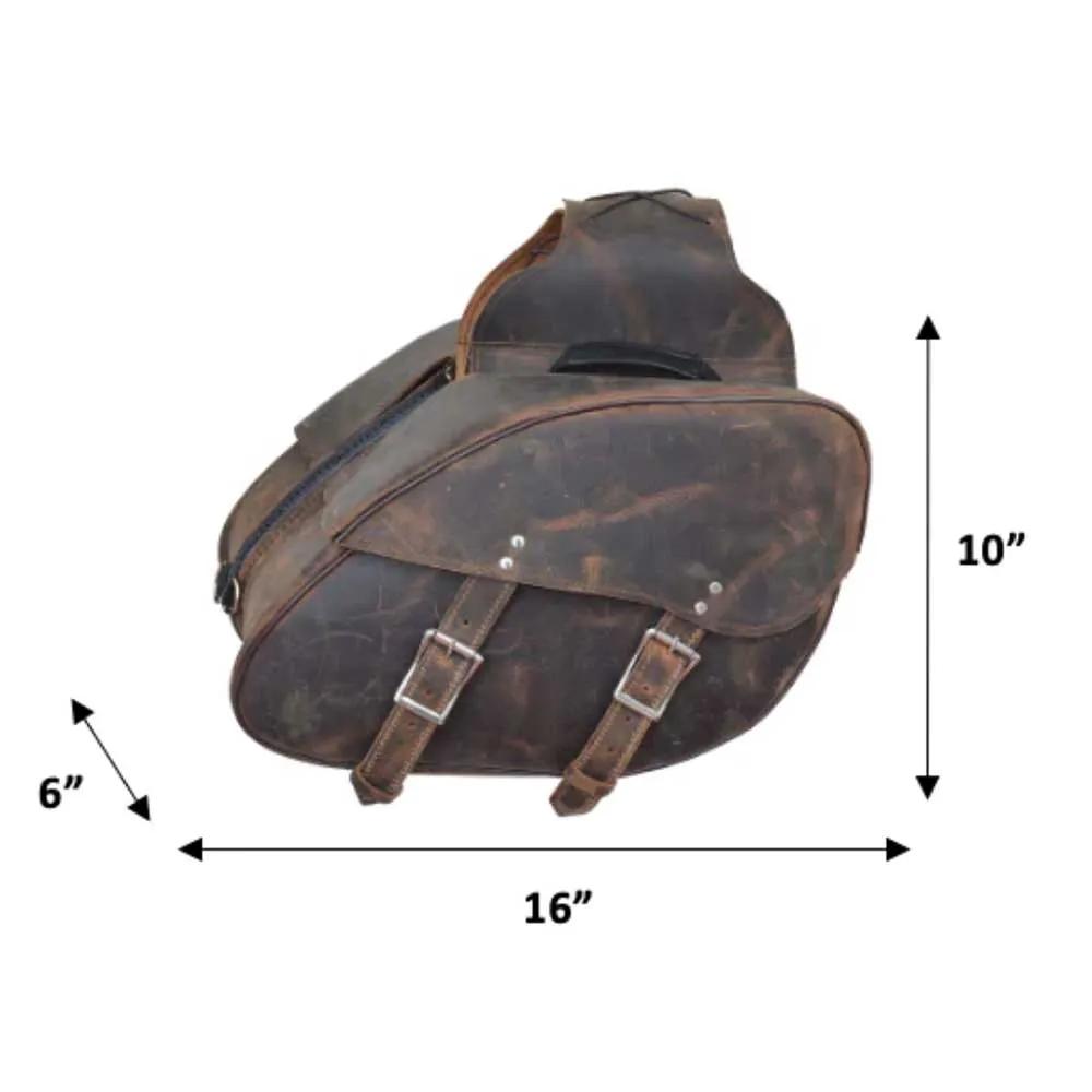 16" x 10" x 6 - Leather Saddle Bag - Unik Just for Bikers - Flyclothing LLC