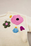 Crochet Flower Round Neck Dropped Shoulder Sweater - Trendsi - Flyclothing LLC