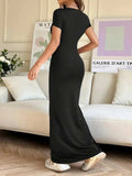 Short Sleeve Maxi Tee Dress - Trendsi - Flyclothing LLC