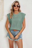 Eyelet Round Neck Tank - Trendsi - Flyclothing LLC