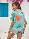 Printed Collared Neck Short Sleeve Shirt - Trendsi - Flyclothing LLC