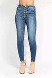 Judy Blue Full Size High Rise Button Fly Skinny Jeans Plus Size - Trendsi - Flyclothing LLC