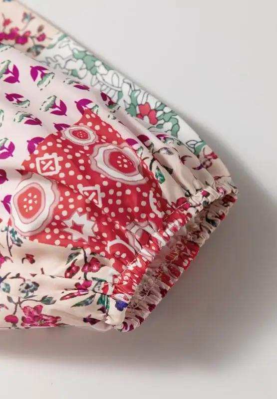 Printed Tie Neck Long Sleeve Blouse - Trendsi - Flyclothing LLC