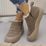 Warm Plush Lined Ankle Boots - Trendsi - Flyclothing LLC