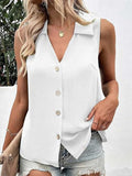 Full Size Johnny Collar Button Up Tank - Trendsi - Flyclothing LLC
