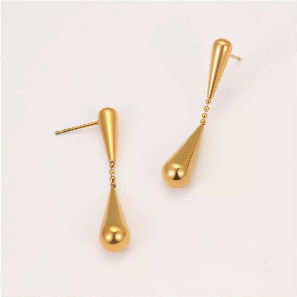 18K Gold-Plated Teardrop Drop Earrings - Trendsi - Flyclothing LLC