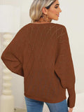 Lace Detail V-Neck Long Sleeve Sweater - Trendsi - Flyclothing LLC