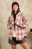 Drawstring Plaid Long Sleeve Hooded Jacket - Trendsi - Flyclothing LLC