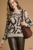 Umgee Heart Print Crew Neck Sweater - Trendsi - Flyclothing LLC