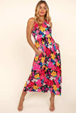 Haptics Pocketed Floral Round Neck Sleeveless Midi Dress - Trendsi - Flyclothing LLC