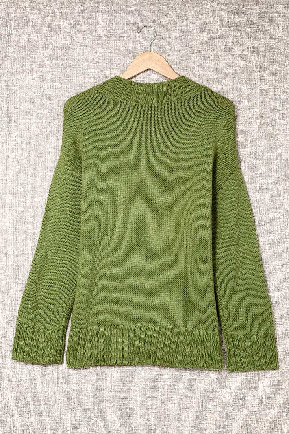 V-Neck Dropped Shoulder Sweater - Trendsi - Flyclothing LLC
