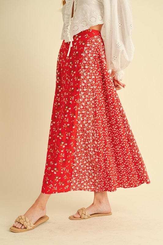 Aemi + Co Floral Elastic Waist Maxi Skirt - Trendsi - Flyclothing LLC