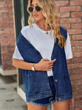 Full Size V-Neck Button Up Denim Vest - Trendsi - Flyclothing LLC