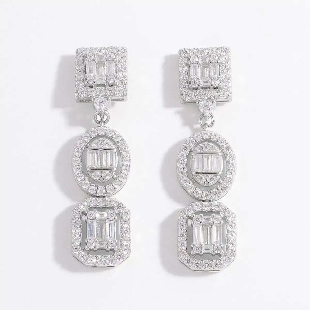 925 Sterling Silver Inlaid Zircon Earrings - Trendsi - Flyclothing LLC