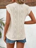Openwork Round Neck Cap Sleeve Top - Trendsi - Flyclothing LLC