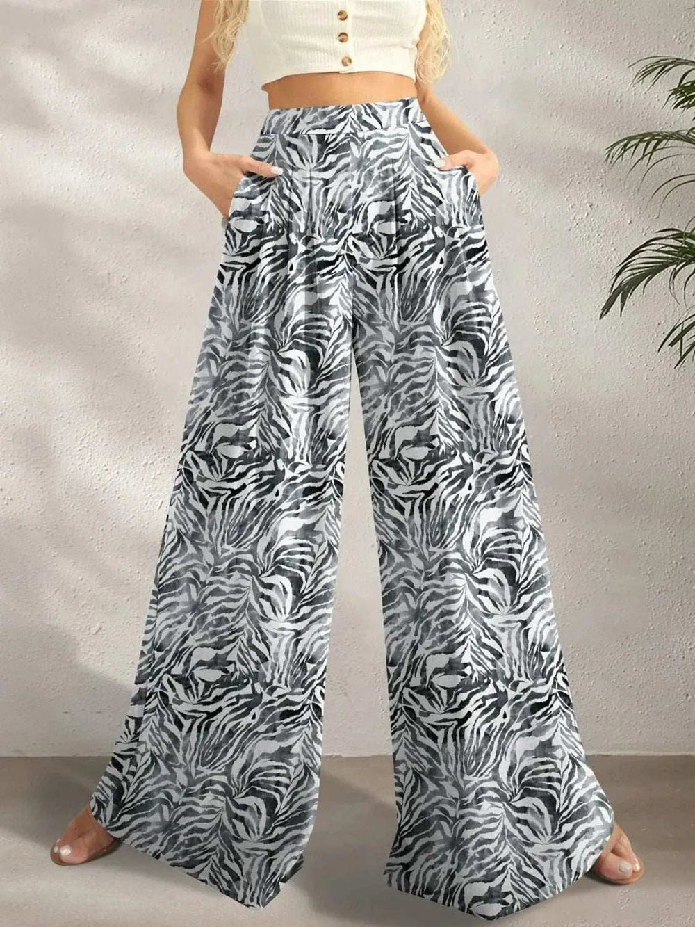 Printed Wide Leg Pants - Trendsi - Flyclothing LLC