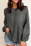 Exposed Seam Round Neck Long Sleeve Sweatshirt - Trendsi - Flyclothing LLC