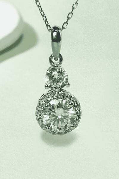 1 Carat Moissanite 925 Sterling Silver Pendant Necklace - Trendsi - Flyclothing LLC