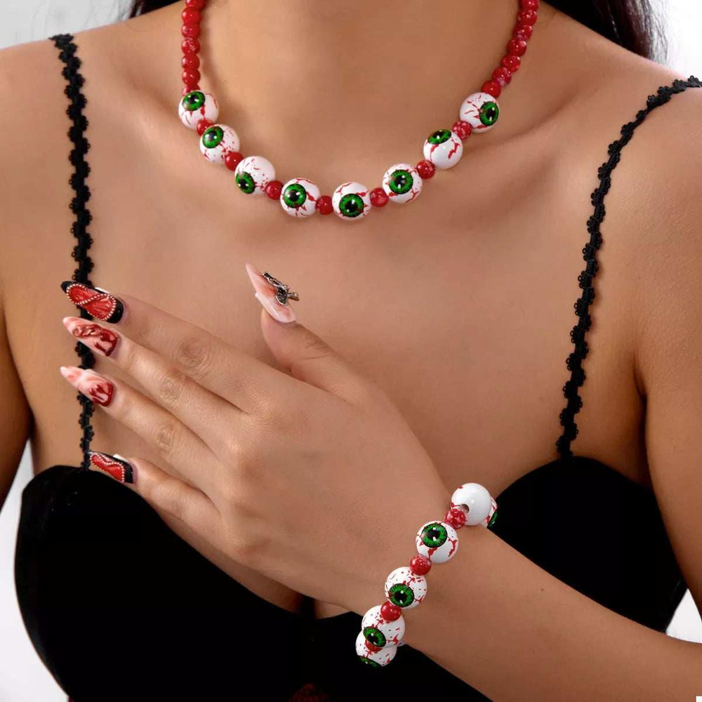 Halloween Beaded Necklace and Bracelet Jewelry Set - Trendsi - Flyclothing LLC