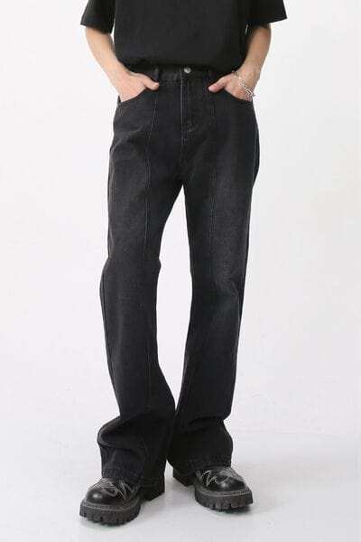 Casual Mid-Rise Elasticated Waistband Jeans - Trendsi - Flyclothing LLC