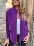 Full Size Textured Knit Zip Up Outerwear Plus Size - Trendsi - Flyclothing LLC