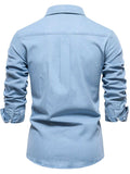 Men's Collared Neck Long Sleeve Denim Shirt - Trendsi - Flyclothing LLC
