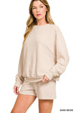 Zenana Slub Long Sleeve Top and Shorts Set - Trendsi - Flyclothing LLC