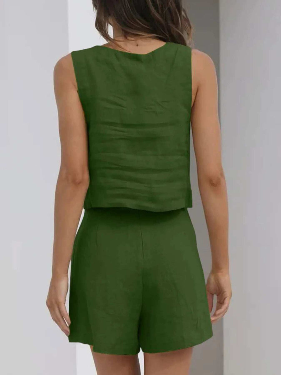 Square Neck Tank and Shorts Set - Trendsi - Flyclothing LLC