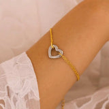 18K Gold-Plated Heart Bracelet - Trendsi - Flyclothing LLC