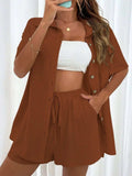 Button Up Half Sleeve Top and Shorts Set - Trendsi - Flyclothing LLC
