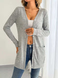 Open Front Longline Cardigan with Side Pockets - Trendsi - Flyclothing LLC
