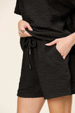 Double Take Full Size Texture Short Sleeve T-Shirt and Drawstring Shorts Set - Trendsi - Flyclothing LLC