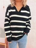 Striped Dropped Shoulder Sweater - Trendsi - Flyclothing LLC